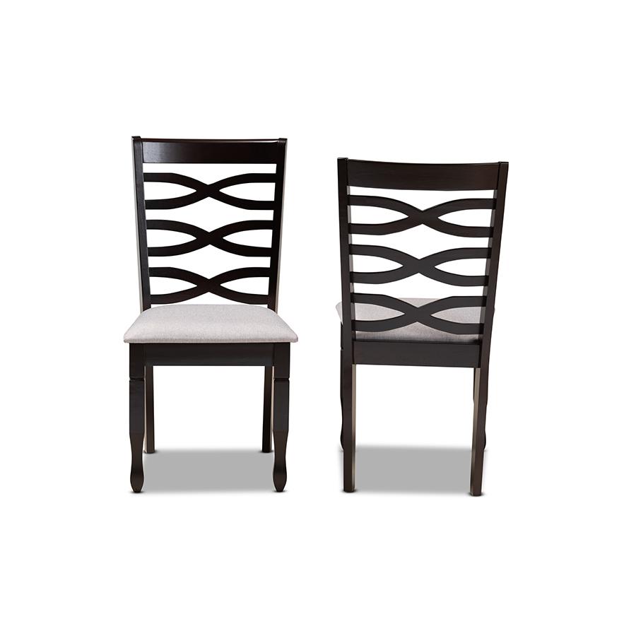 Lanier Modern and Contemporary Grey Fabric Upholstered Espresso Brown Finished Wood 2Piece Dining Chair Set. Picture 2