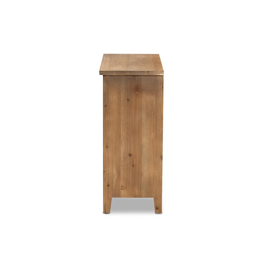 Transitional Medium Oak Finished 3-Drawer Wood Spindle Storage Cabinet. Picture 4