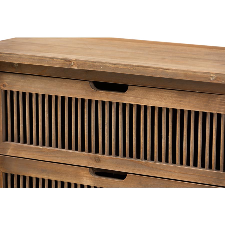 Transitional Medium Oak Finished 3-Drawer Wood Spindle Storage Cabinet. Picture 5