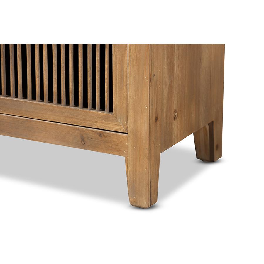 Transitional Medium Oak Finished 3-Drawer Wood Spindle Storage Cabinet. Picture 6