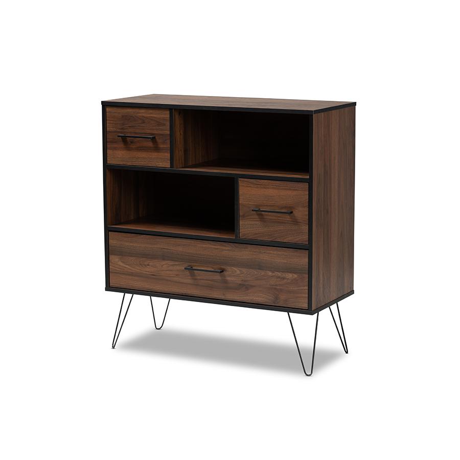 Baxton Studio Charis Modern and Transitional TwoTone Walnut Brown and Black Finished Wood 1Drawer Bookcase. Picture 1