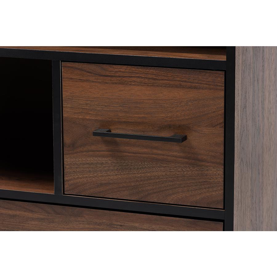 Baxton Studio Charis Modern and Transitional TwoTone Walnut Brown and Black Finished Wood 1Drawer Bookcase. Picture 5