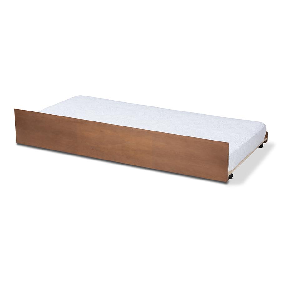 Baxton Studio Toveli Modern and Contemporary Ash Walnut Finished Twin Size Trundle Bed. Picture 1