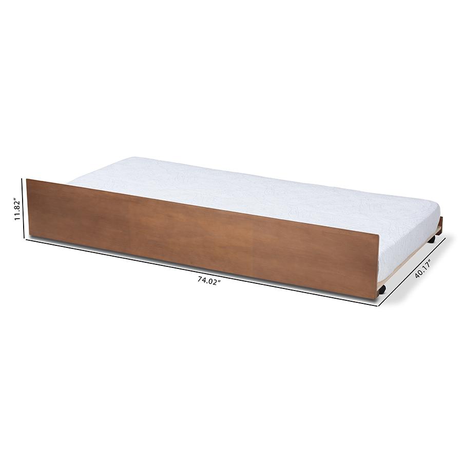 Baxton Studio Toveli Modern and Contemporary Ash Walnut Finished Twin Size Trundle Bed. Picture 7