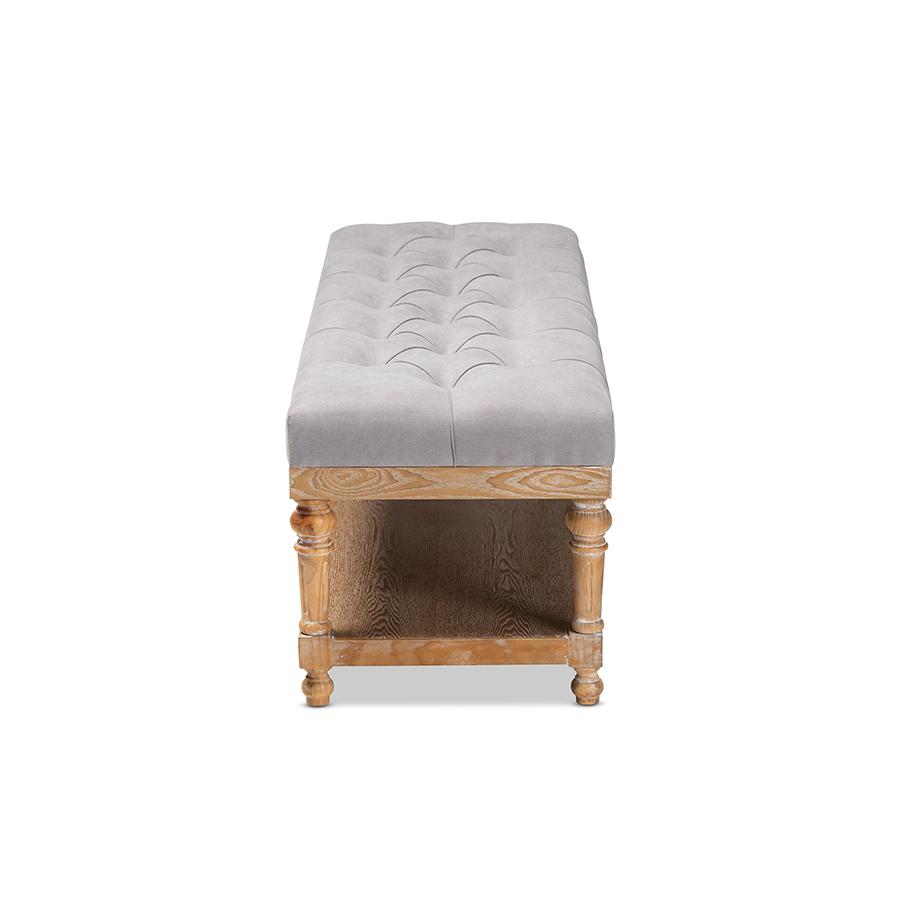Baxton Studio Linda Modern and Rustic Grey Linen Fabric Upholstered and Greywashed Wood Storage Bench. Picture 3