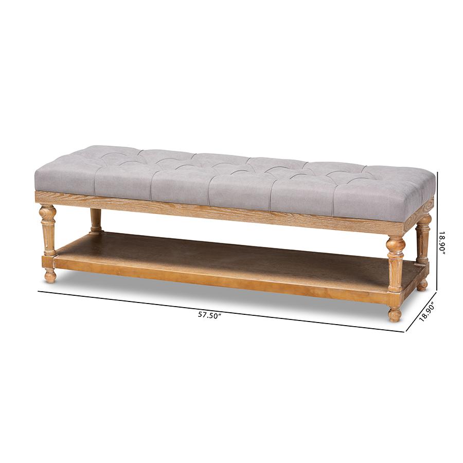 Baxton Studio Linda Modern and Rustic Grey Linen Fabric Upholstered and Greywashed Wood Storage Bench. Picture 8