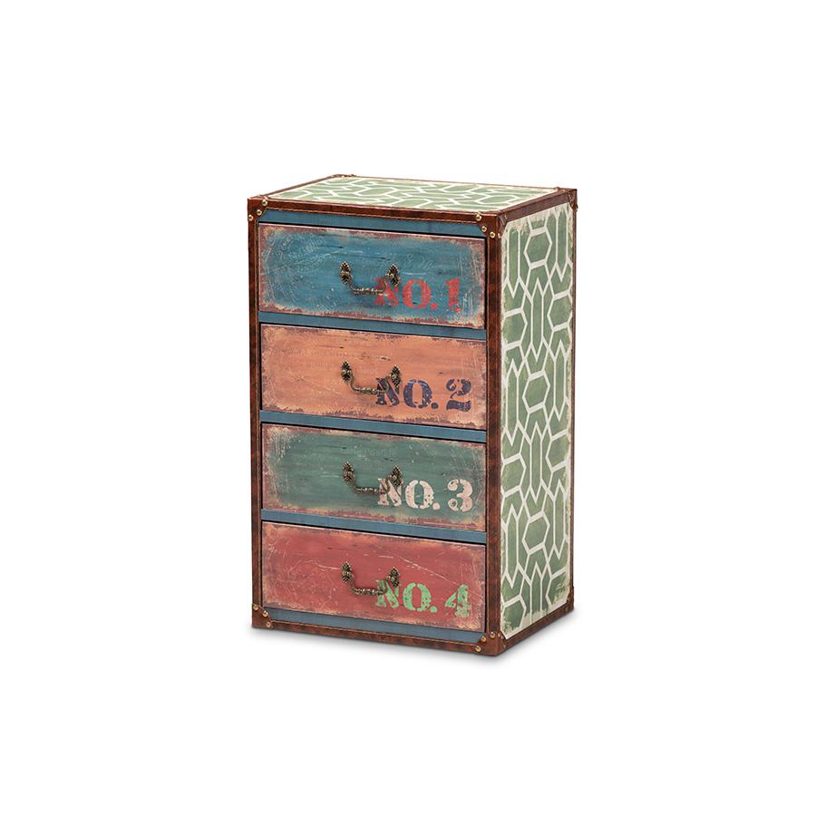Inspired Multicolor Finished Wood 4-Drawer Accent Storage Cabinet. Picture 1