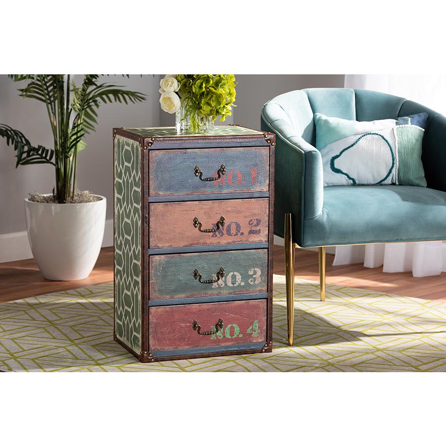 Inspired Multicolor Finished Wood 4-Drawer Accent Storage Cabinet. Picture 6