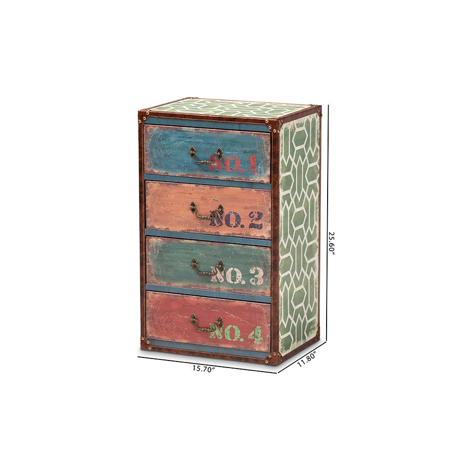 Inspired Multicolor Finished Wood 4-Drawer Accent Storage Cabinet. Picture 8