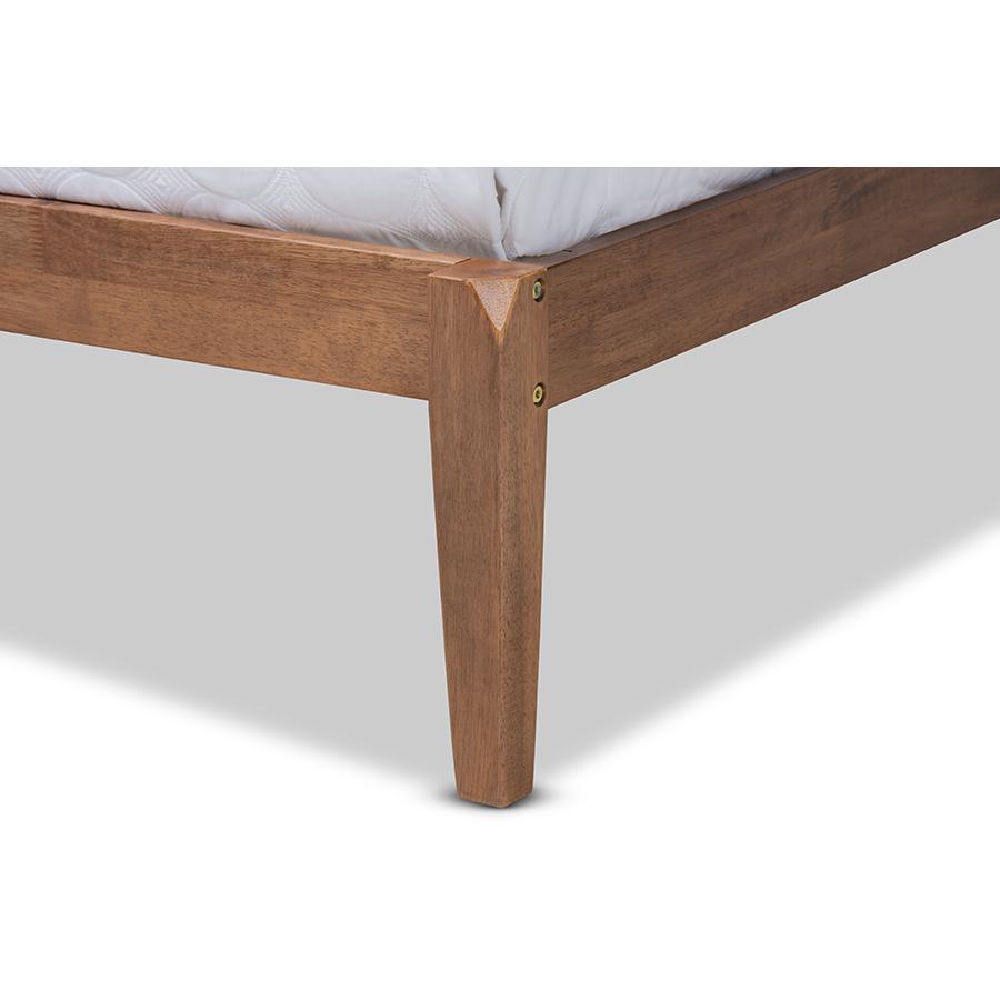 Ash Walnut Brown Finished Wood Full Size Platform Bed. Picture 5