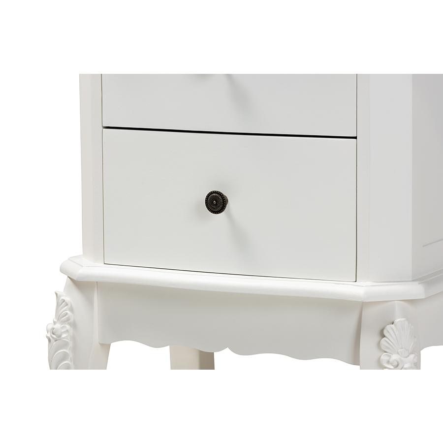 Sophia Classic and Traditional French White Finished Wood 2-Drawer Nightstand. Picture 6