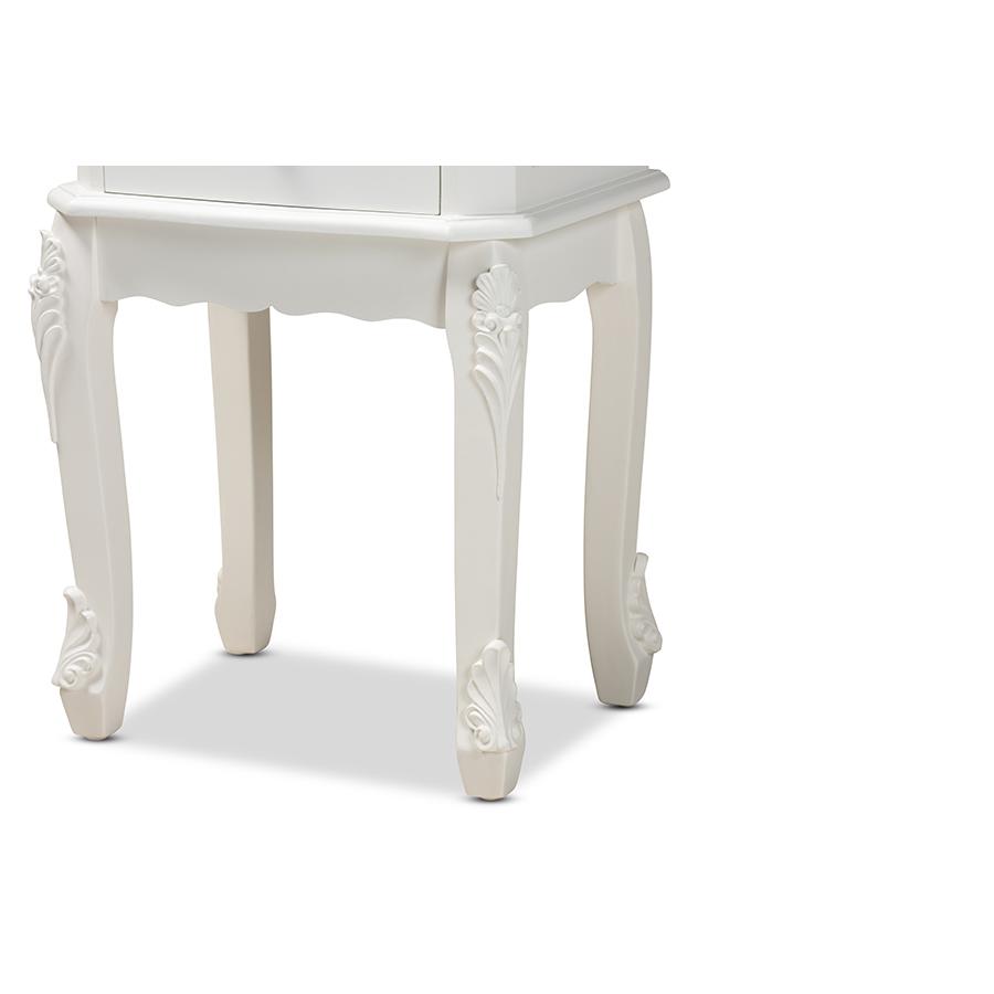 Sophia Classic and Traditional French White Finished Wood 2-Drawer Nightstand. Picture 7