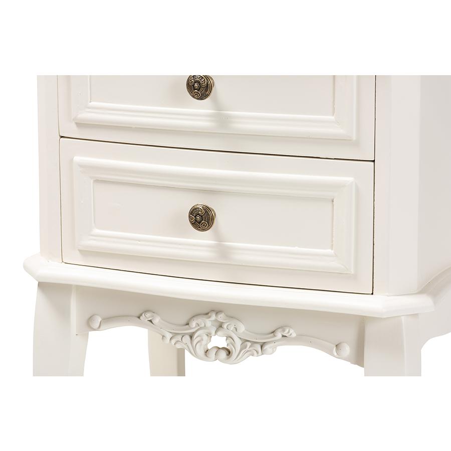 Darla Classic and Traditional French White and Cherry Brown Finished Wood 2-Drawer Nightstand. Picture 5