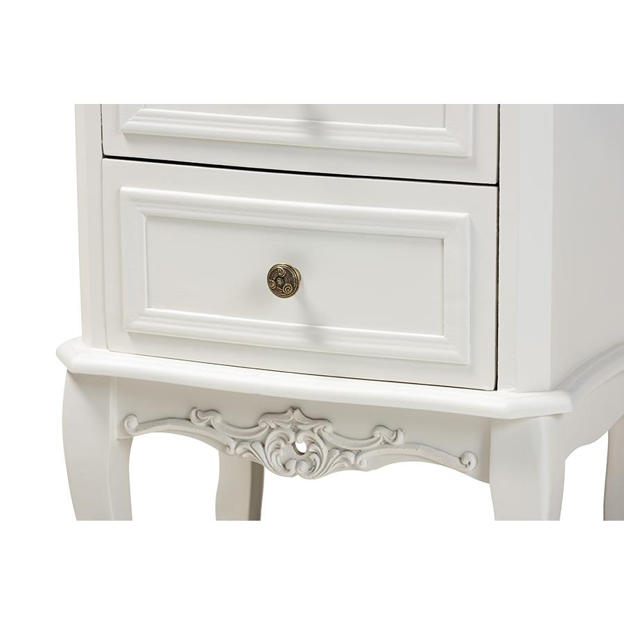 Darlene Classic and Traditional French White and Cherry Brown Finished Wood 2-Drawer Nightstand. Picture 6