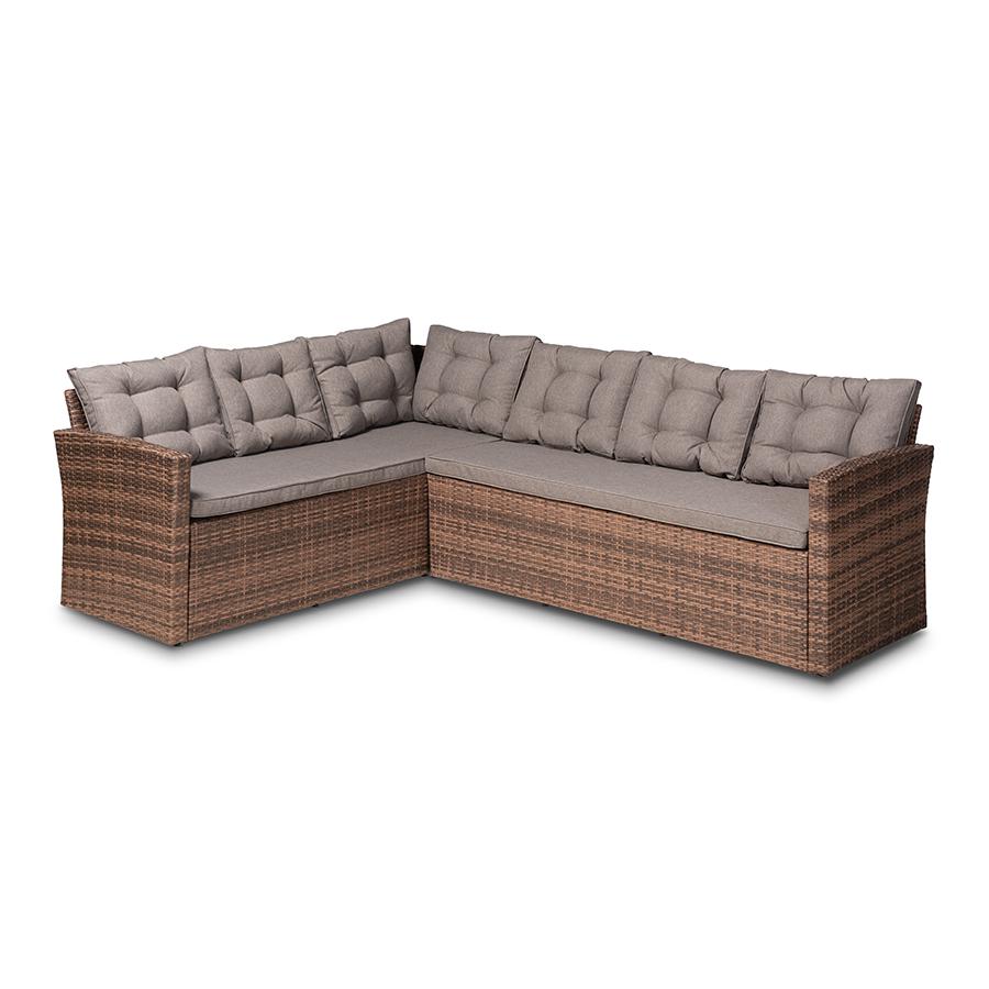 Brown Finished 4-Piece Woven Rattan Outdoor Patio Set. Picture 2