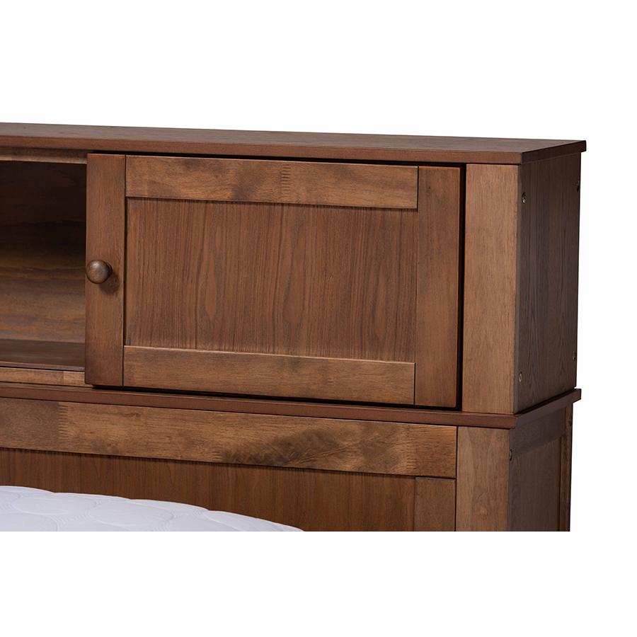 Transitional Walnut Brown Finished Wood Queen Size Platform Storage Bed. Picture 6