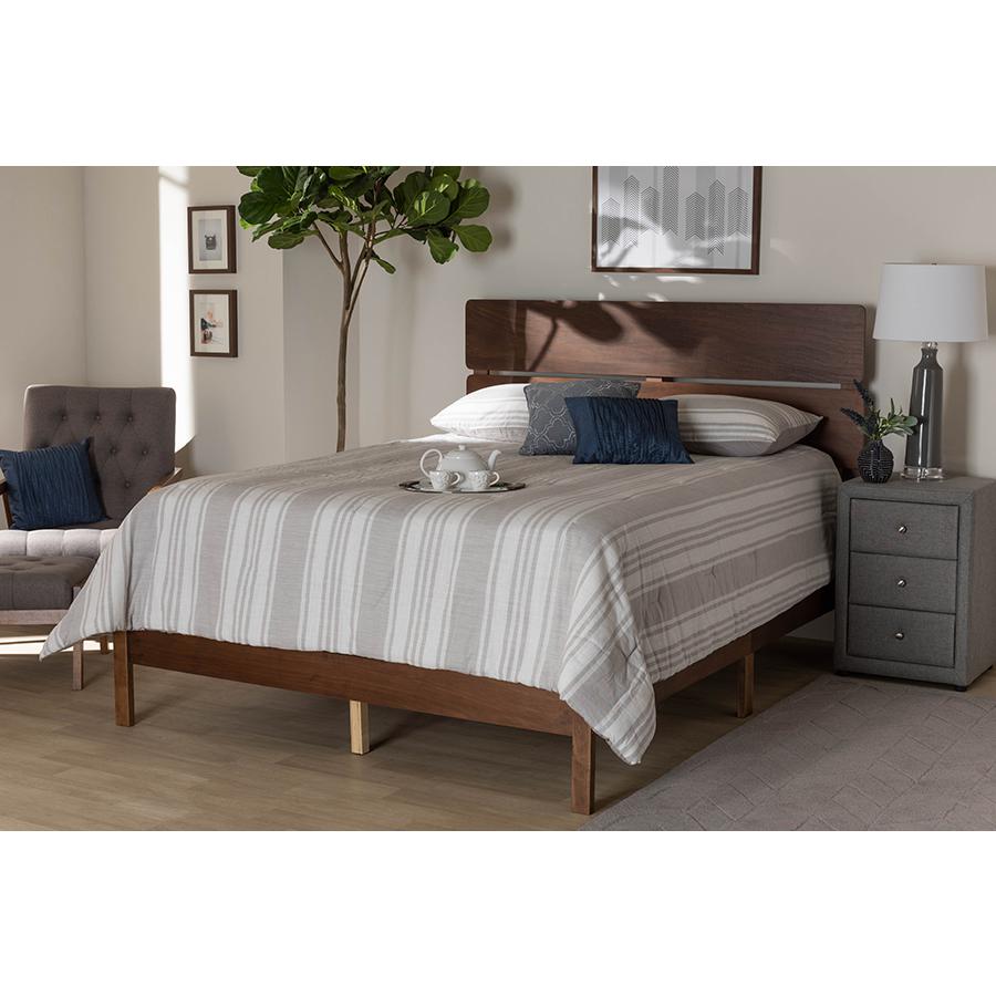Anthony Modern and Contemporary Walnut Brown Finished Wood Full Size Panel Bed. Picture 6