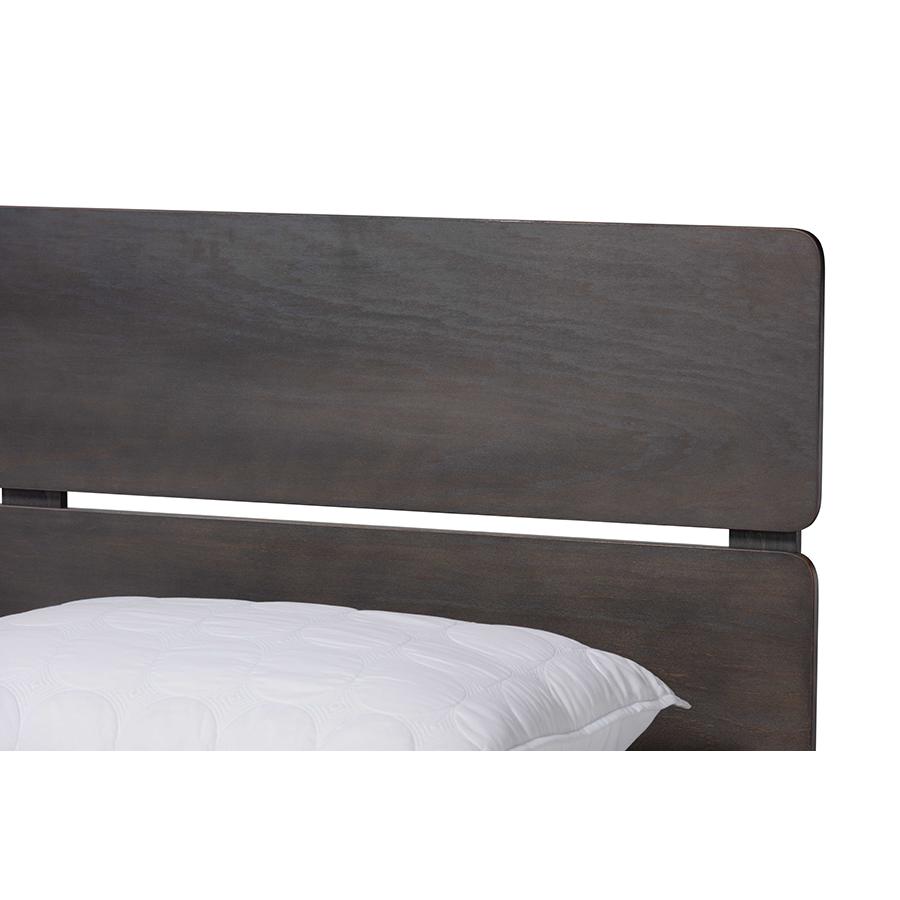 Anthony Modern and Contemporary Dark Grey Oak Finished Wood Full Size Panel Bed. Picture 4
