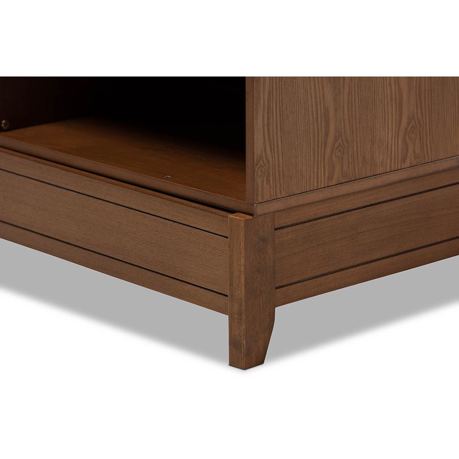 Transitional Walnut Brown Finished Wood Queen Size Platform Storage Bed. Picture 7