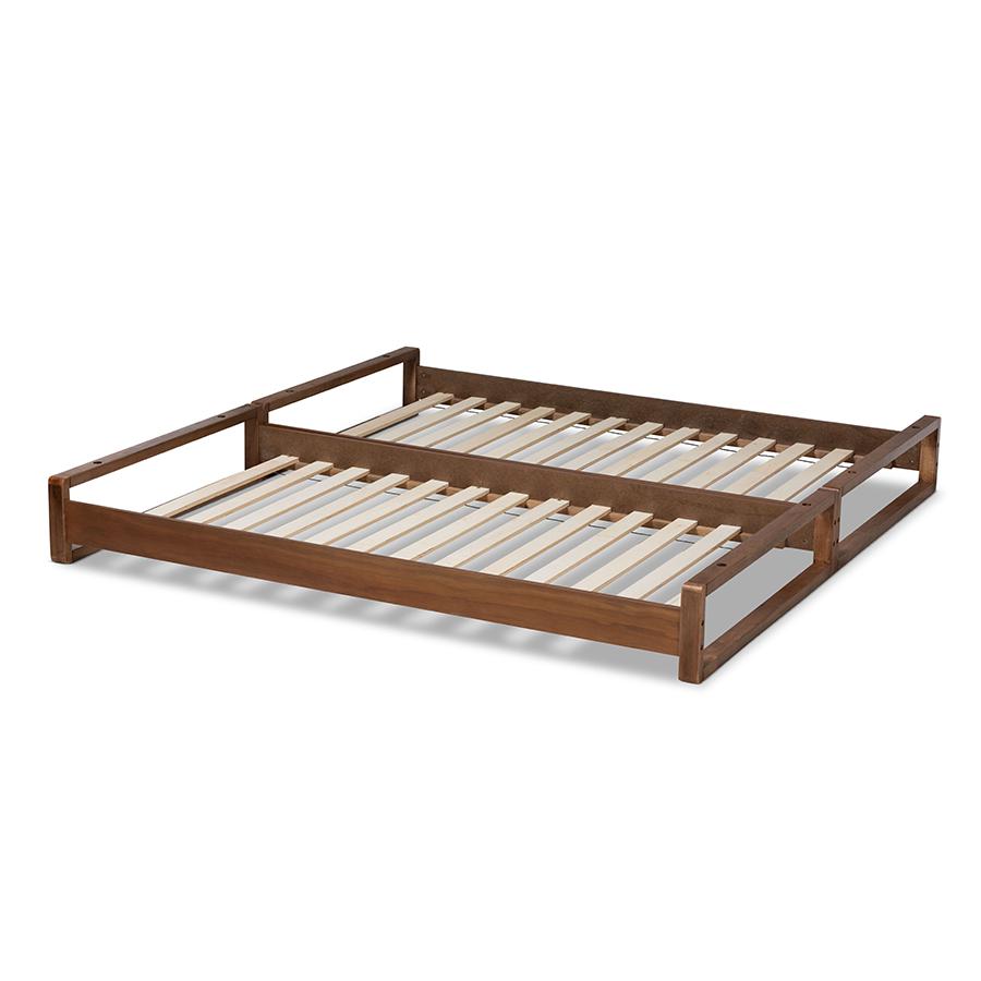 Walnut Finished Wood Expandable Twin Size to King Size Bed Frame. Picture 5