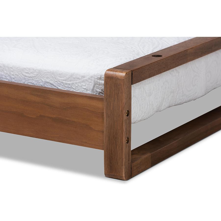 Walnut Finished Wood Expandable Twin Size to King Size Bed Frame. Picture 6
