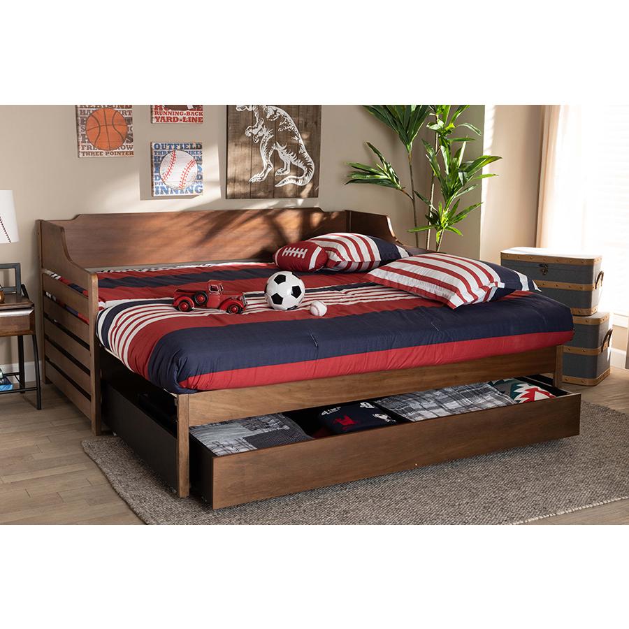 Brown Finished Expandable Twin Size to King Size Daybed with Storage Drawer. Picture 11