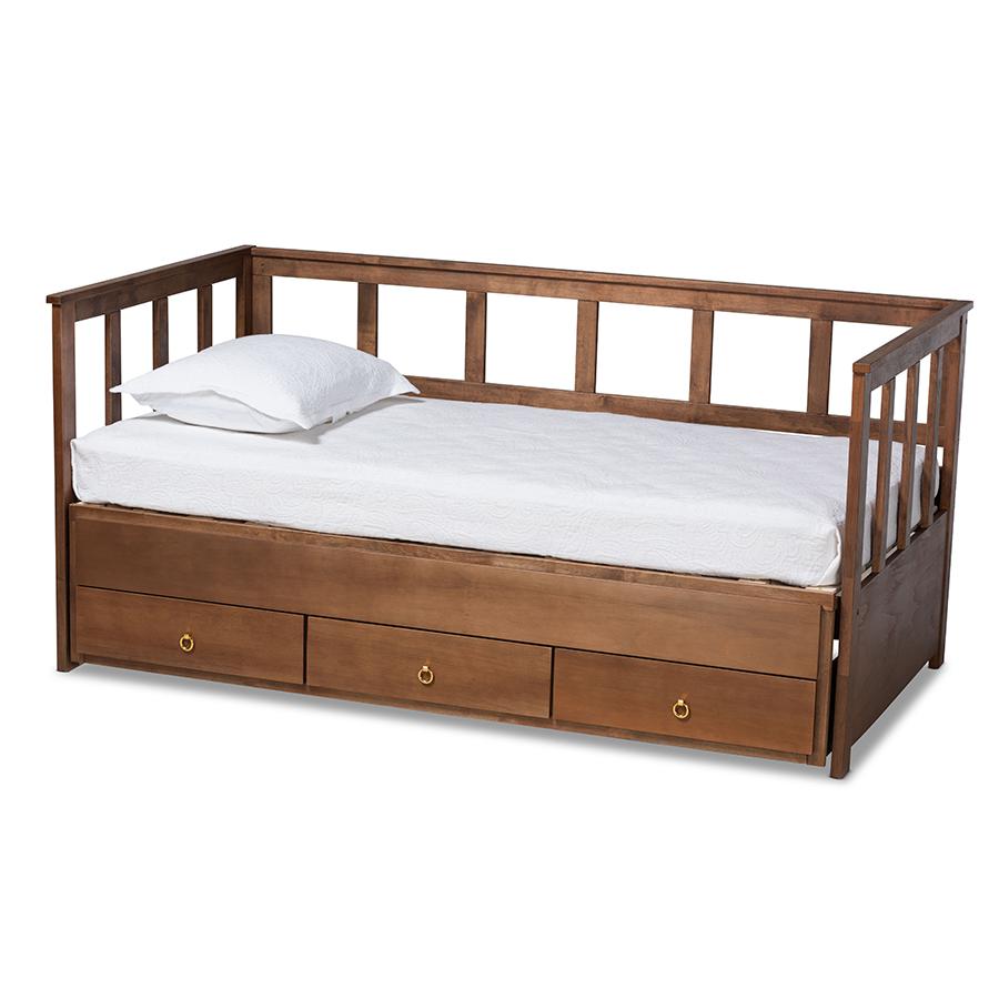 Brown Finished Expandable Twin Size to King Size Daybed with Storage Drawers. Picture 1