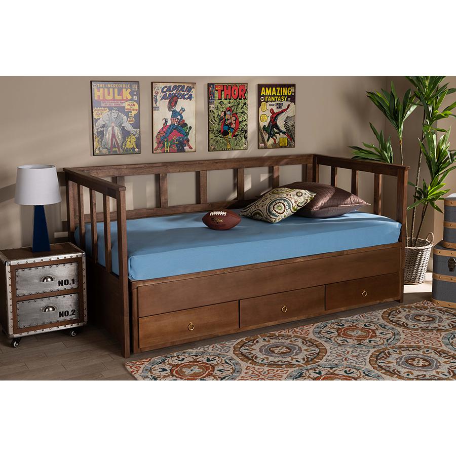 Brown Finished Expandable Twin Size to King Size Daybed with Storage Drawers. Picture 11