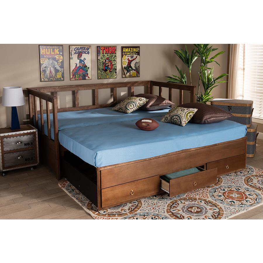 Brown Finished Expandable Twin Size to King Size Daybed with Storage Drawers. Picture 12