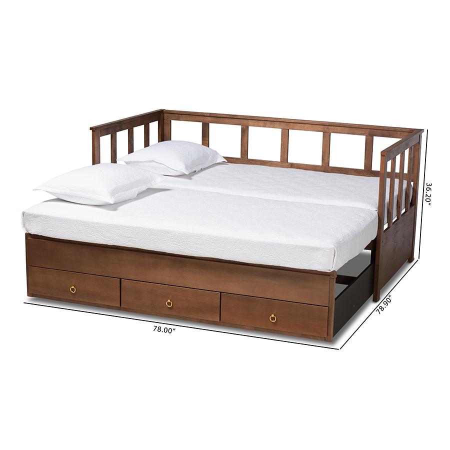 Brown Finished Expandable Twin Size to King Size Daybed with Storage Drawers. Picture 15