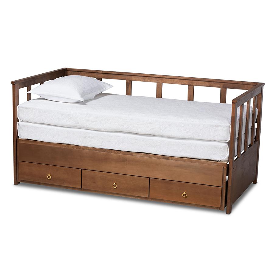 Brown Finished Expandable Twin Size to King Size Daybed with Storage Drawers. Picture 4