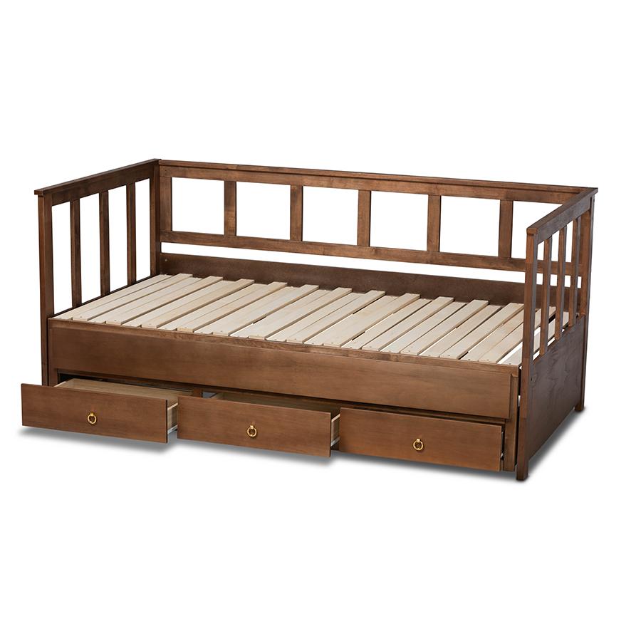 Brown Finished Expandable Twin Size to King Size Daybed with Storage Drawers. Picture 7
