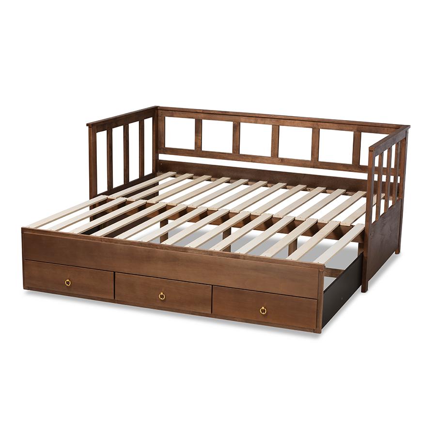 Brown Finished Expandable Twin Size to King Size Daybed with Storage Drawers. Picture 8