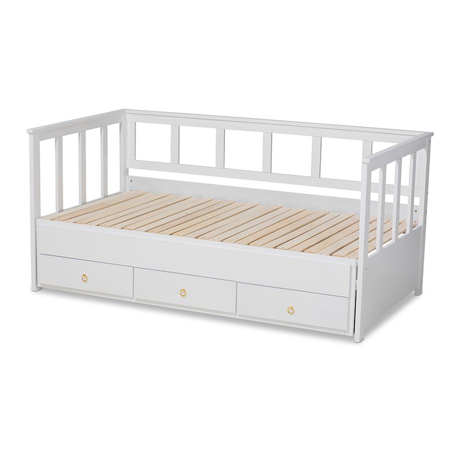 White Finished Expandable Twin Size to King Size Daybed with Storage Drawers. Picture 6