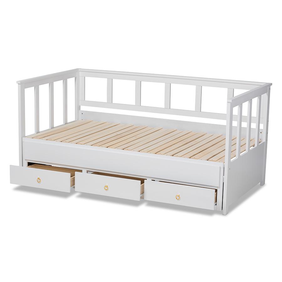 White Finished Expandable Twin Size to King Size Daybed with Storage Drawers. Picture 7
