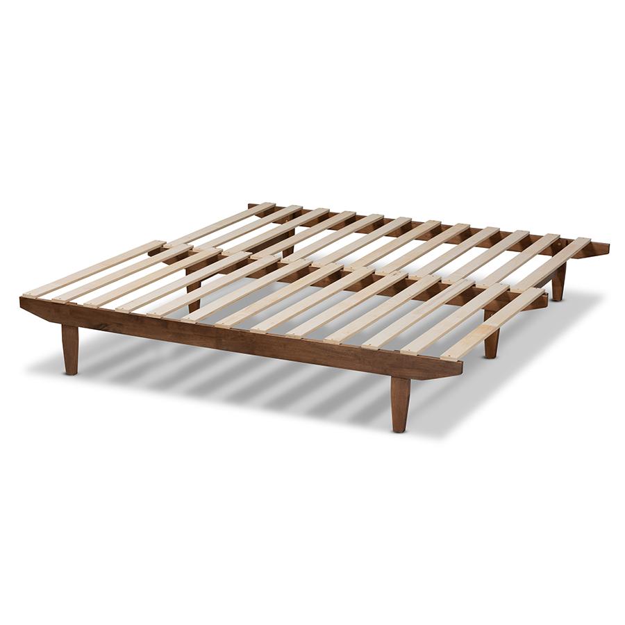 Walnut Finished Wood Expandable Twin Size to King Size Bed Frame. Picture 5