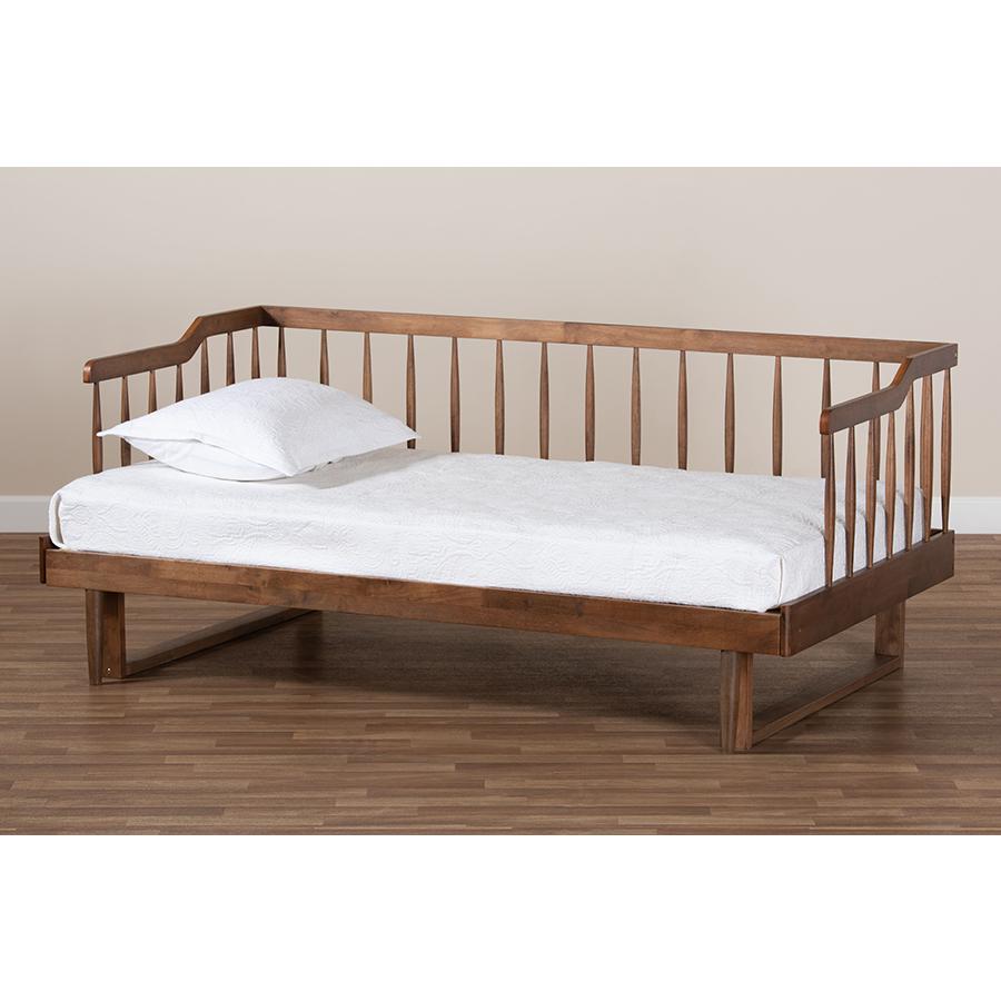 Walnut Brown Finished Wood Expandable Twin Size to King Size Spindle Daybed. Picture 10