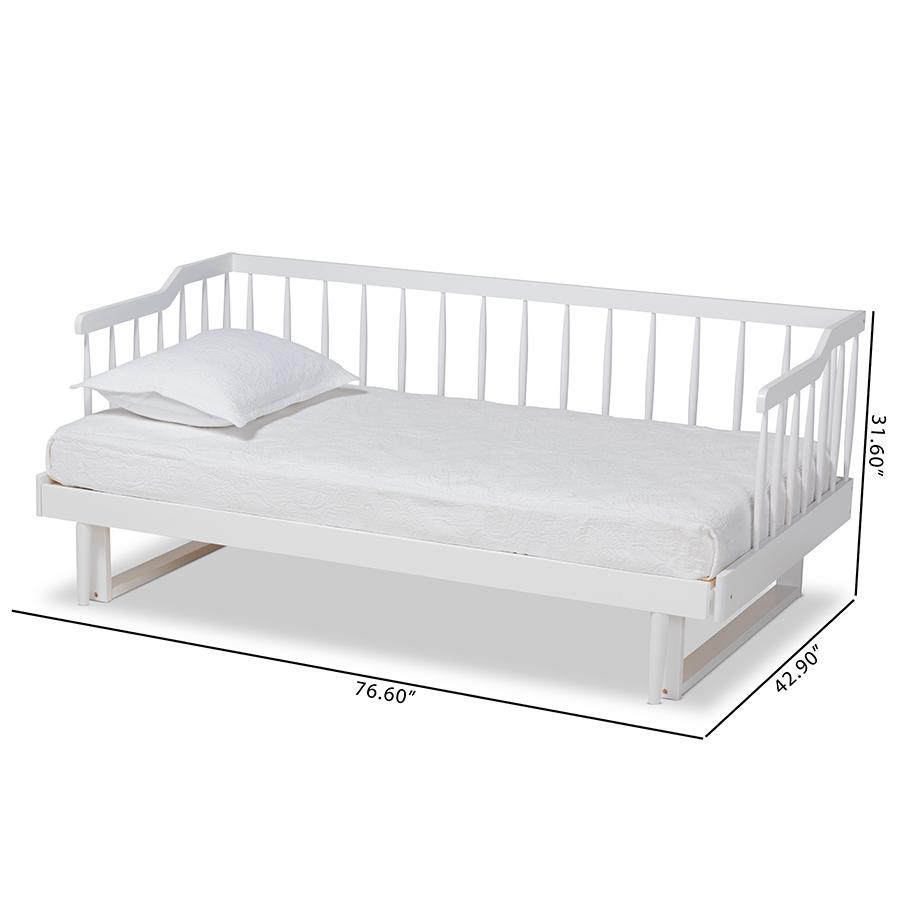 White Finished Wood Expandable Twin Size to King Size Spindle Daybed. Picture 11