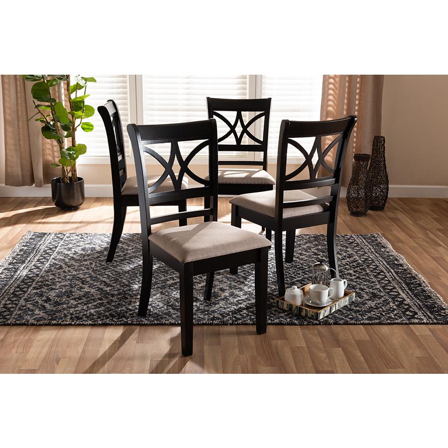 Espresso Brown Finished Wood 4-Piece Dining Chair Set. Picture 5