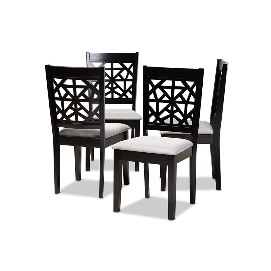 Espresso Brown Finished Wood 4-Piece Dining Chair Set. Picture 1
