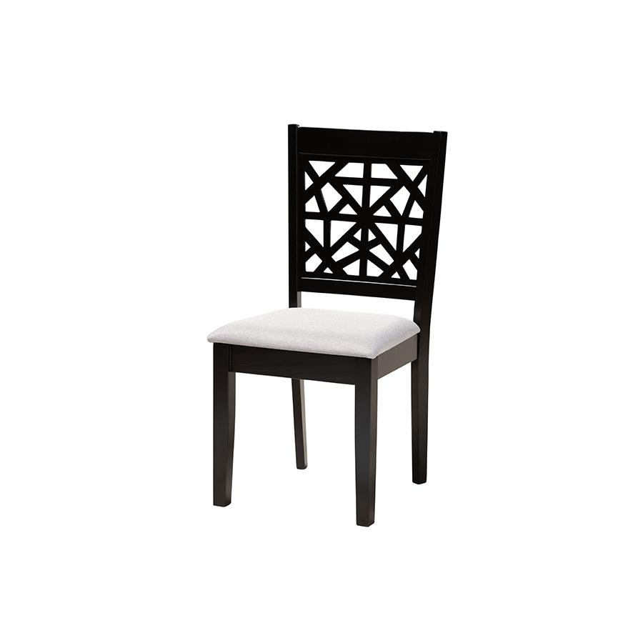 Aiden Modern Grey Fabric and Dark Brown Finished Wood 5-Piece Dining Set. Picture 2