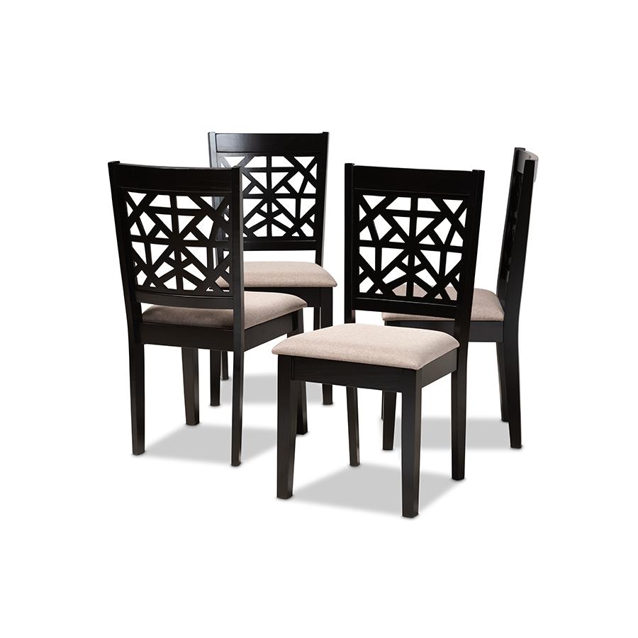 Espresso Brown Finished Wood 4-Piece Dining Chair Set. Picture 1