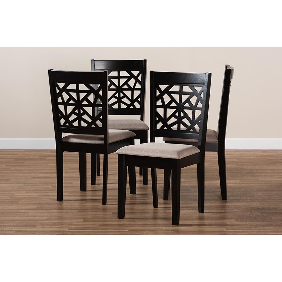 Espresso Brown Finished Wood 4-Piece Dining Chair Set. Picture 6
