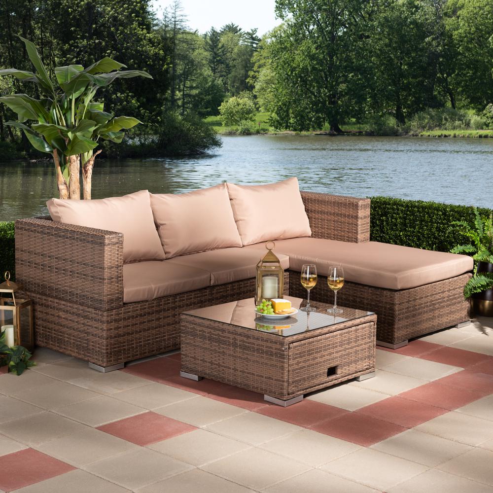 Addison 3-Piece Outdoor Patio Set with Adjustable Recliner. Picture 1