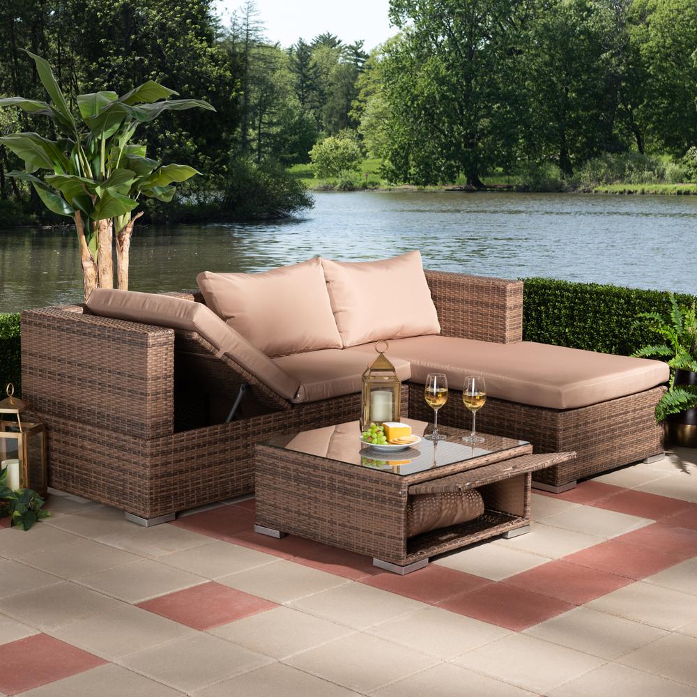 Addison 3-Piece Outdoor Patio Set with Adjustable Recliner. Picture 9