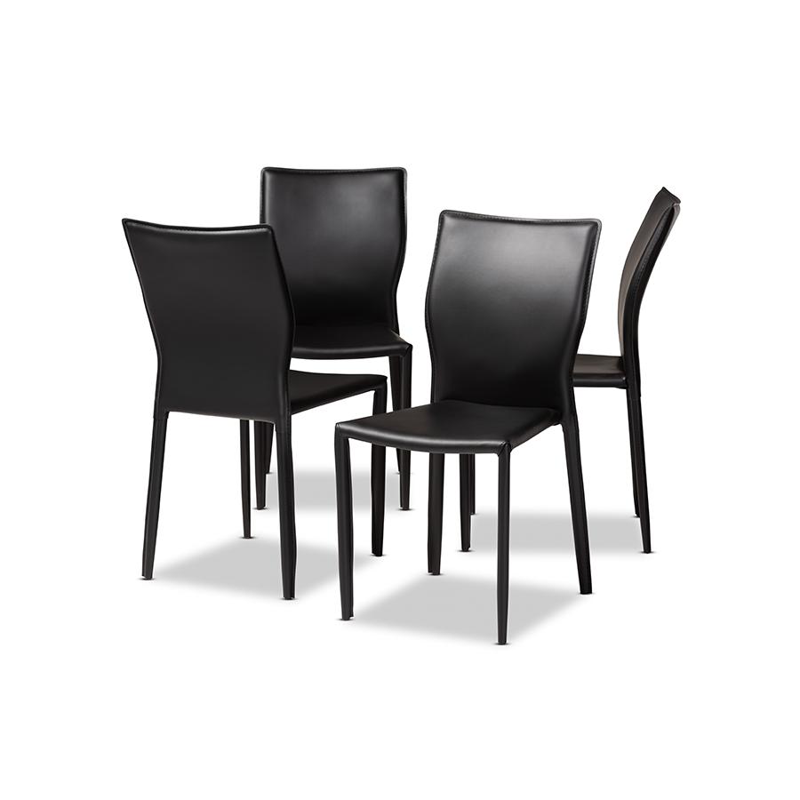Leather Upholstered 4-Piece Dining Chair Set. Picture 1