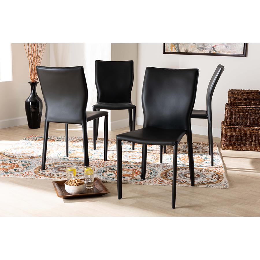 Leather Upholstered 4-Piece Dining Chair Set. Picture 5