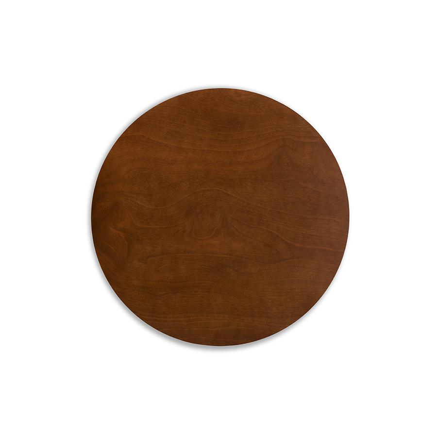Transitional Walnut Brown Finished Round Wood Dining Table. Picture 2