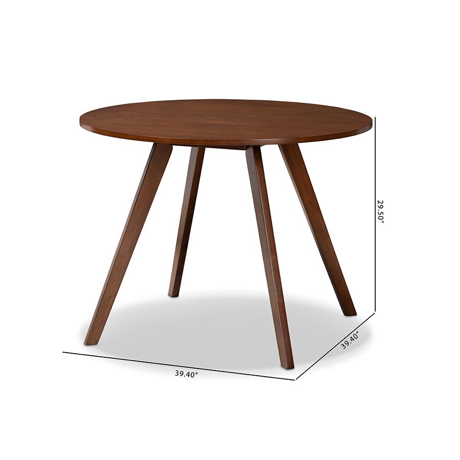 Transitional Walnut Brown Finished Round Wood Dining Table. Picture 6