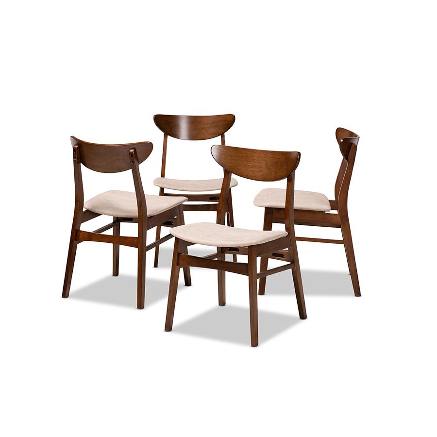 Walnut Brown Finished Wood 4-Piece Dining Chair Set. Picture 1